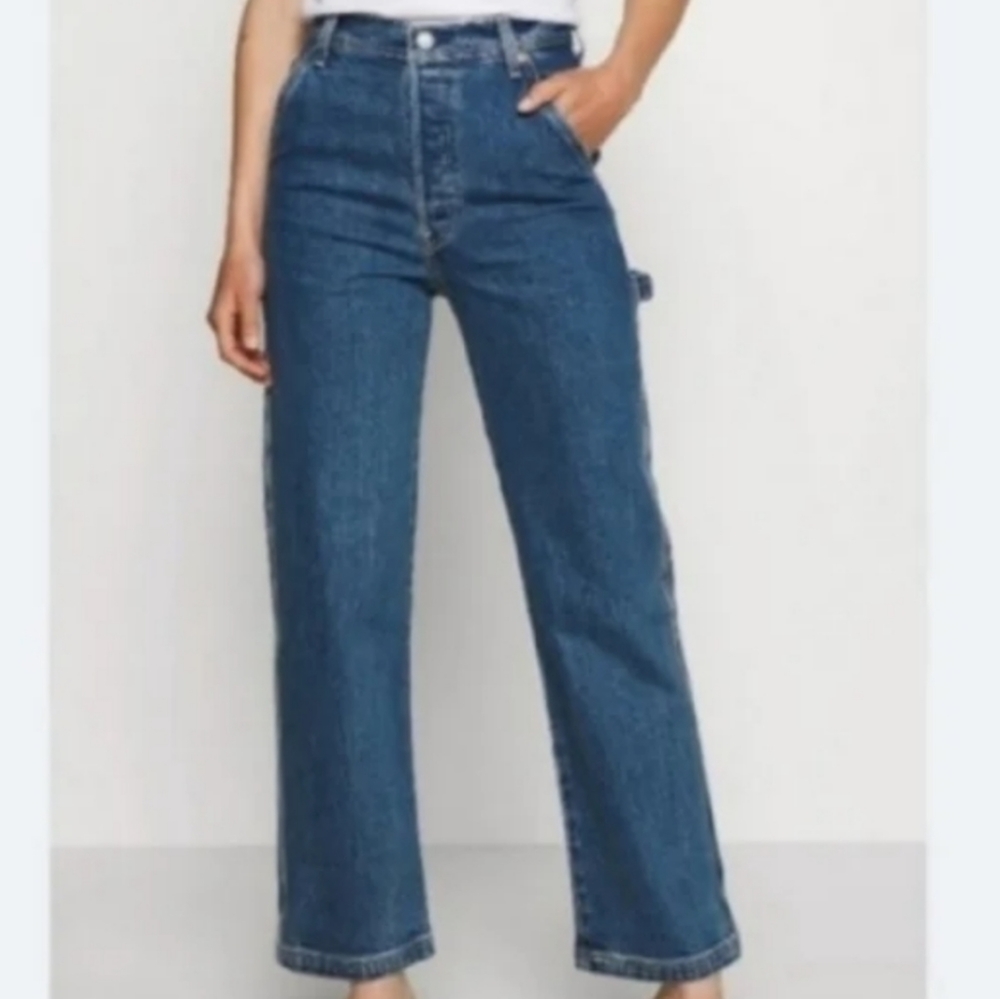 Levi's Ribcage Ankle Utility Straight Leg Carpenter Pants Jeans - Picture 1 of 8